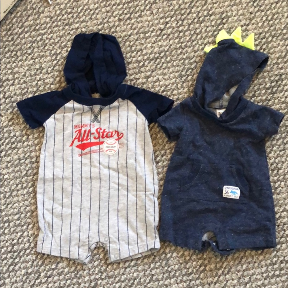 Hooded one piece outfits.